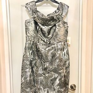 Calvin Klein Cocktail Dress, Silver/Gray Size 14 NWT